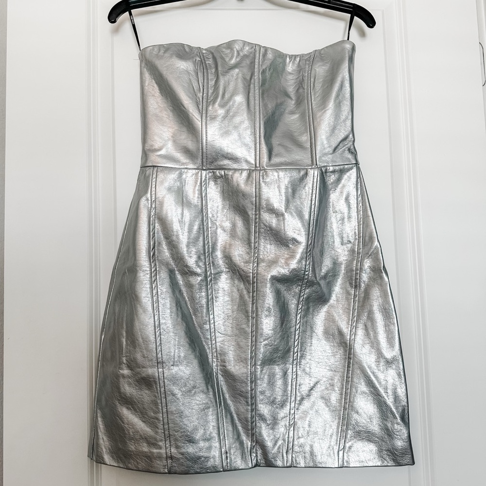 Silver Strapless Mini Dress